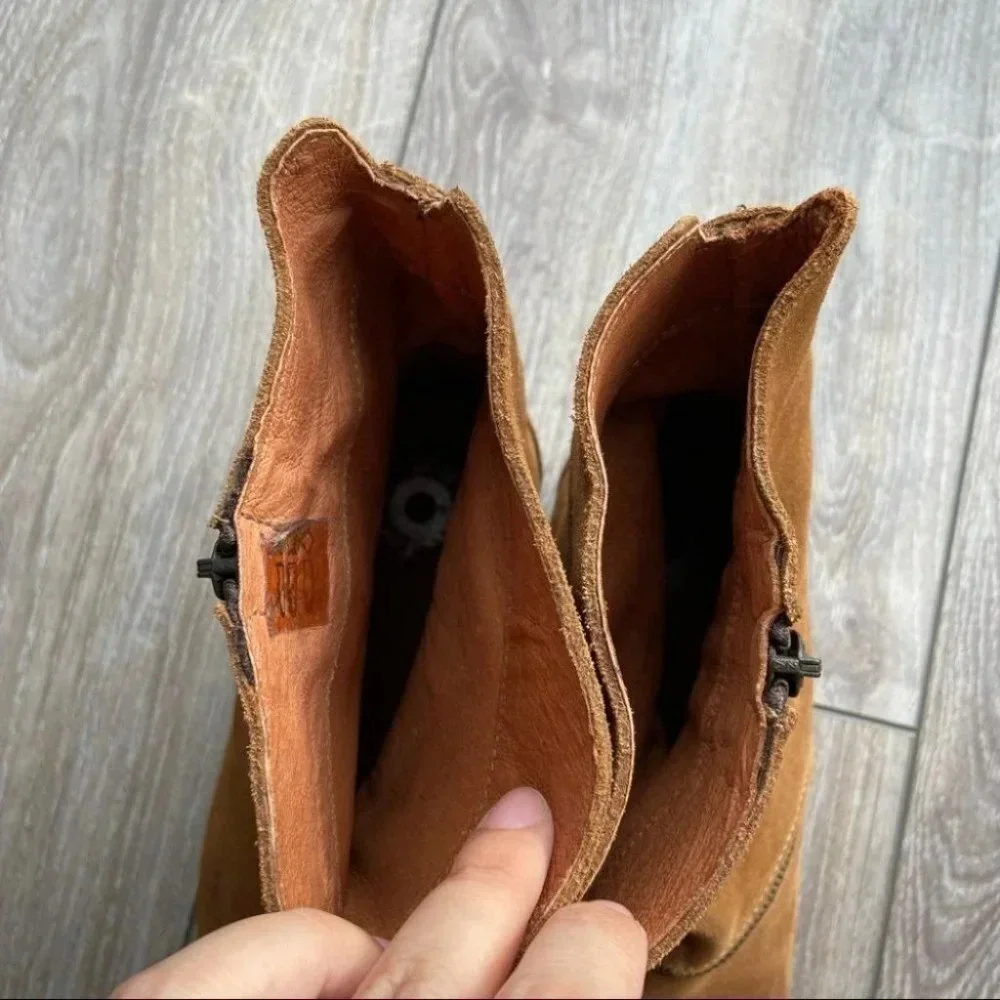 Suede Leather Zipper Western Ankle Boots Made in Portugal